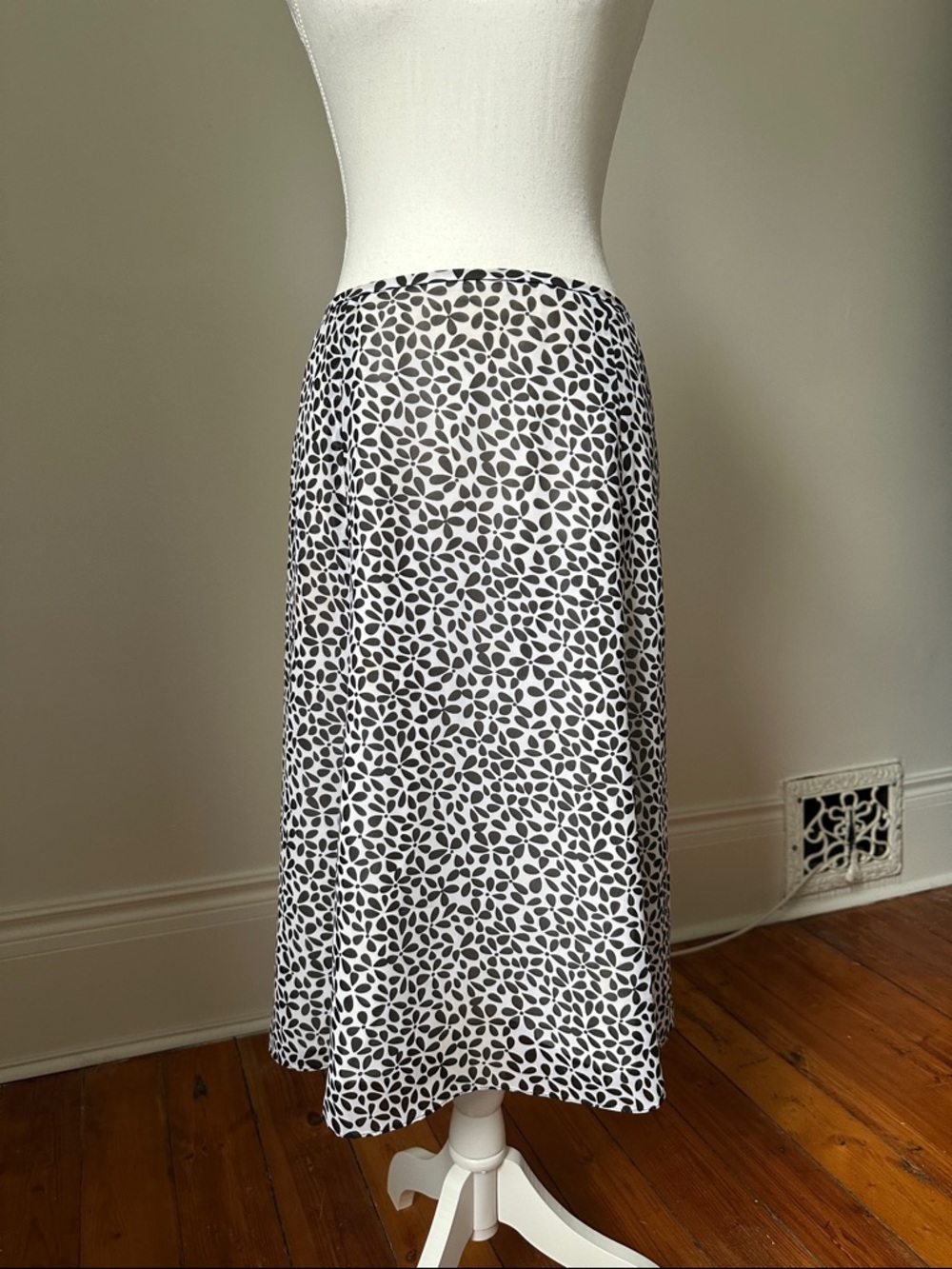 LE SUIT Vintage Neutral Floral Preppy Office Retro Lined Midi Skirt Size 14P